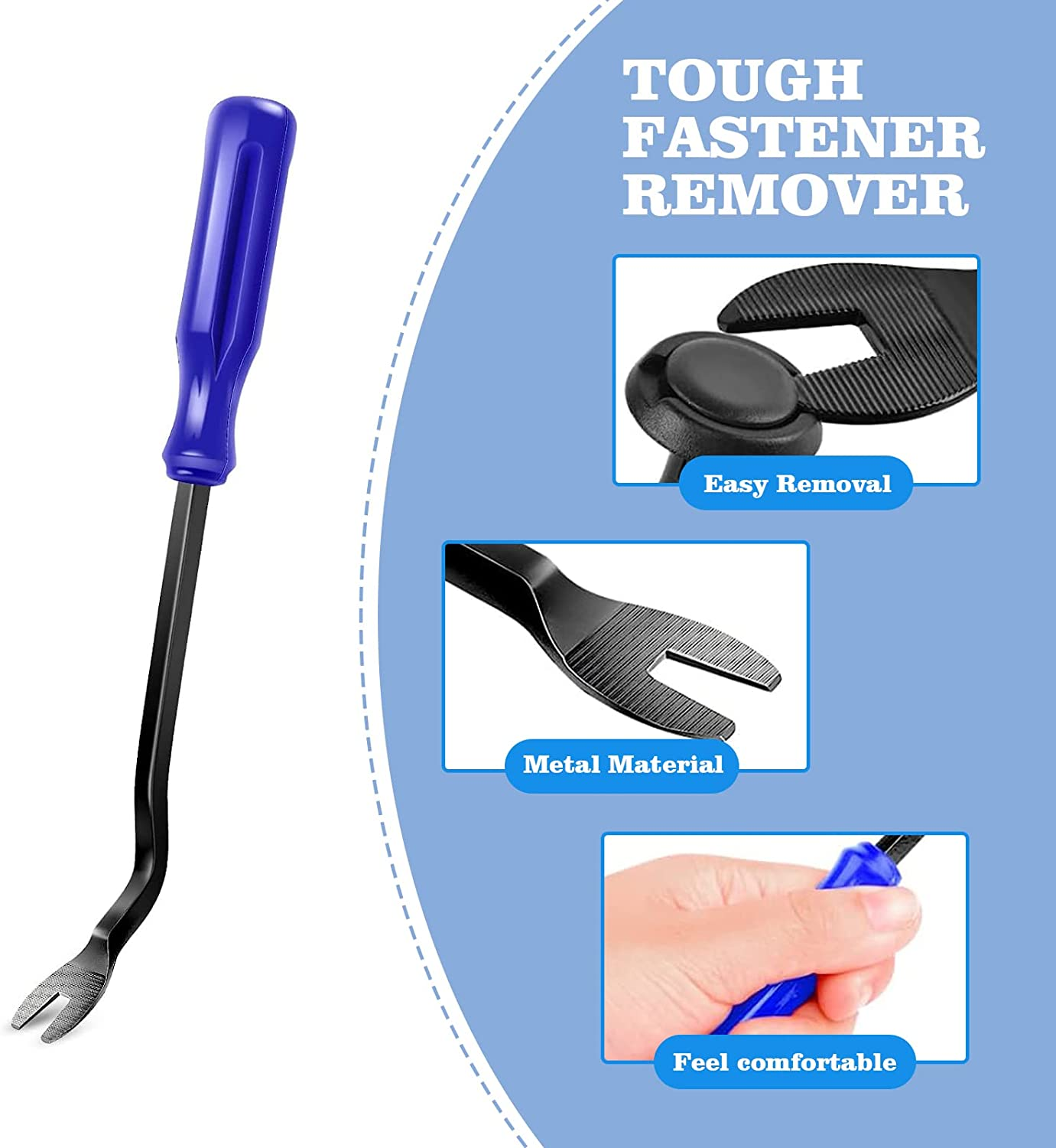 Trim Removal Tool, 5 Pcs No Scratch Fastener Remover Pry Tool Kit, Car Panel Door Window Tools Kit for Vehicle Dash Radio Audio Installer(Color:Blue) image number 2