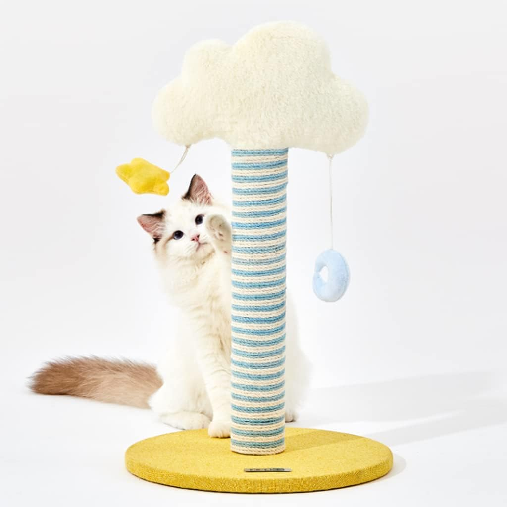 Creativity Cat Tree White Cloud Modeling, Cat Activity Tower with Colorful Jute Scratching Posts, Protect the Furniture