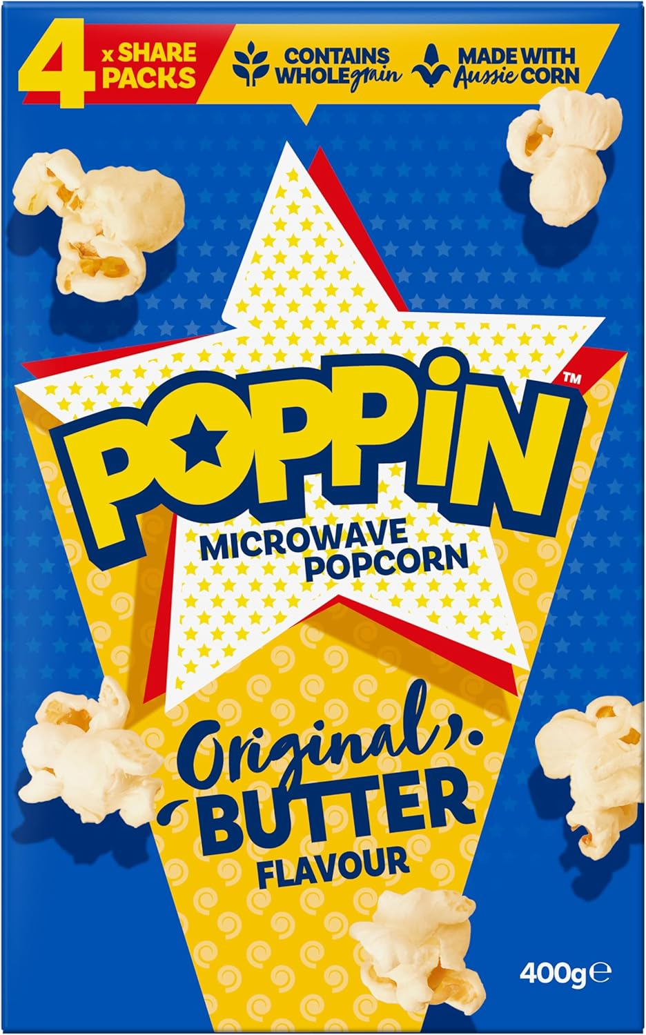 Poppin Microwave Popcorn Original Butter 100G X 4 Multipack Box X 4 (1,600G Total) image number 4