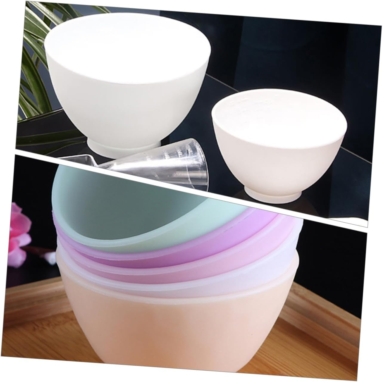 Healeved 5Pcs Silicone Mask Mixing Bowl DIY Mask Bowl Facial Beauty Salon Tool Mixing - Green image number 4