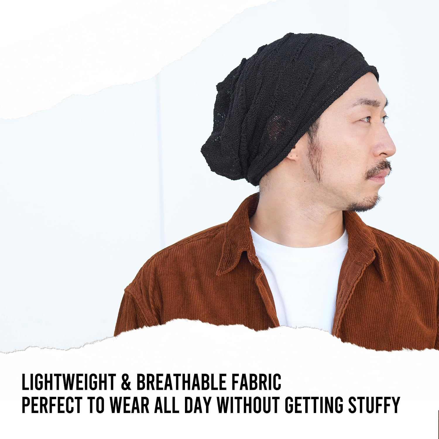 CHARM Mens Summer Cotton Beanie Hat - Slouchy Womens Cooling Light Weight Japan Cap - Dark Grey image number 4