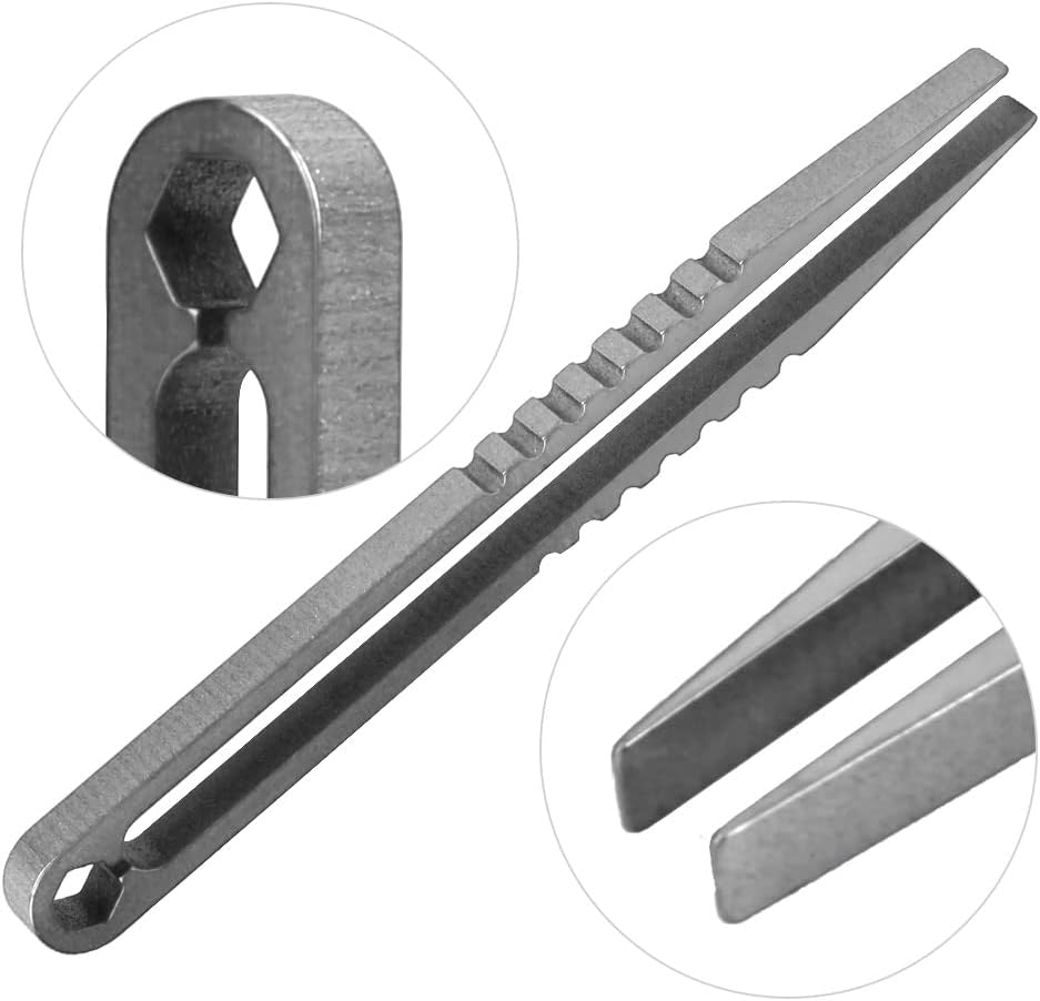 MUNEFE Portable Alloy Tweezers, Tweezers EDC, Portable Titanium EDC Tweezer, EDC Titanium Alloy Tweezer for Outdoor Survival Camping and Traveling (Steel Color)