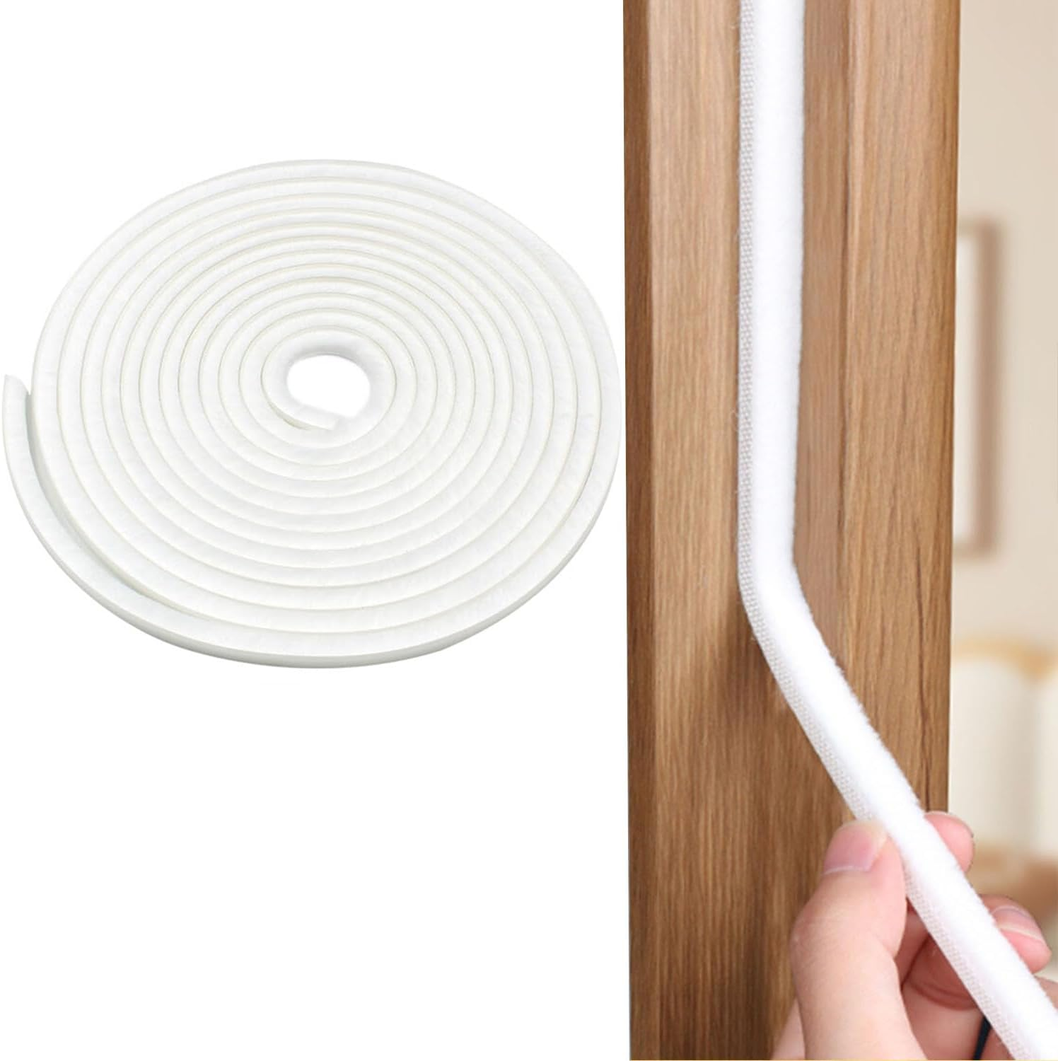Weather Stripping Door Window Seal Strip 33 Ft, Selfadhesive Strong Adhesion, Soundproofing, Draft Blocker, Dustproof, Suitable for Doors and Windows Cabinet Doors, 0.2 Inch Thick, White image number 2