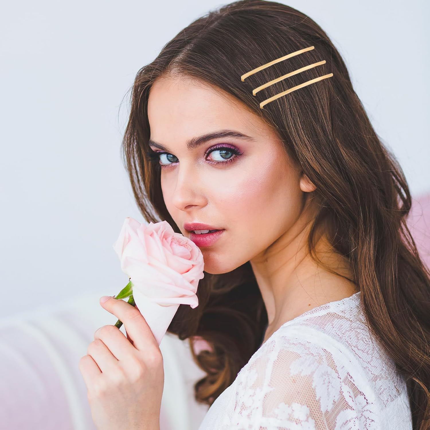 Pack of 50 Gold Hair Pins, Long Flat Bobby Pins, Blonde, Metal Hair Clips, Large, Hair Clip, Bobby Pin, Golden Jumbo Hair Clips, for Thick Bun, Updo Hairstyles, Women, Girls, All Hair Types image number 1