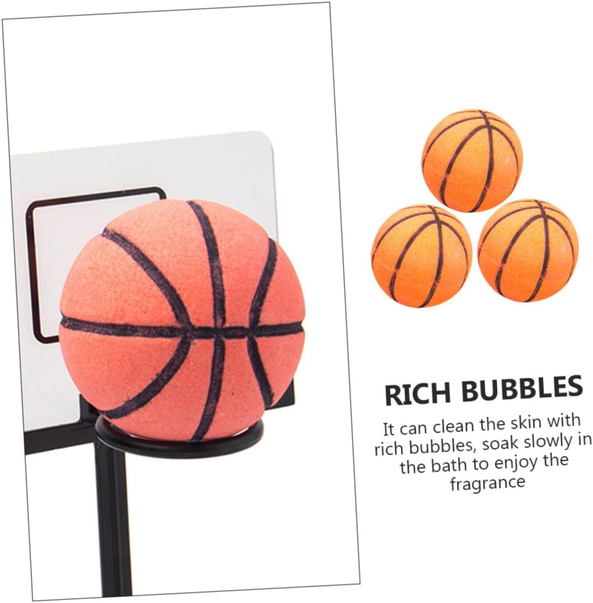 3Pcs Natural Sea Salt Bath Salt Balls Basketball Bubble Making for Boys and Girls Bath Bomb image number 3