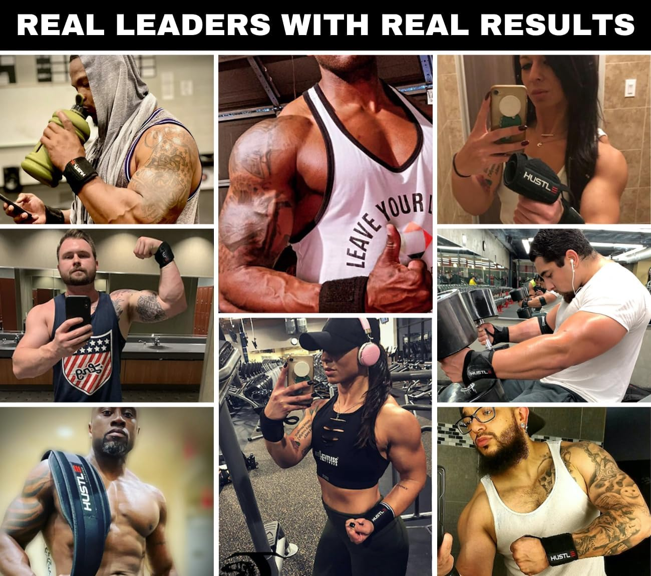 Hustle Athletics Wrist Wraps - Extra Support Weightlifting & Crossfit - Brace Your Wrists to Push Heavier, Avoid Injury & Improve Your Bench Press Instantly Men & Women