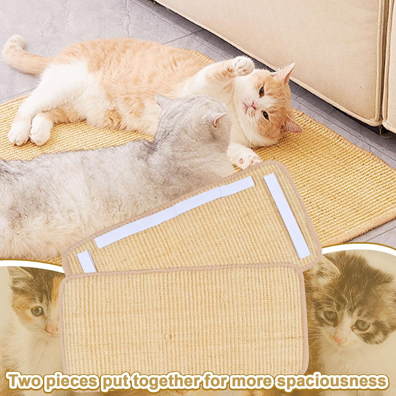 Pack of 2 Sisal Cat Scratching Mat, 50 X 25 Cm, Sisal Scratching Rug for House Cats, Claws Loops for Protects Carpets and Sofas image number 5