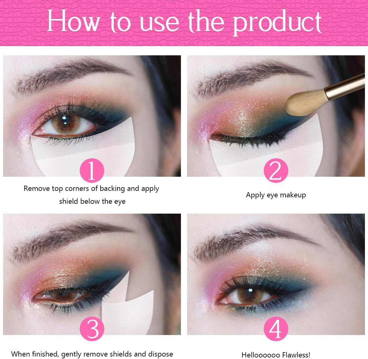 Eye Shadow Pads Eyeshadow Shields 50 PCS Professional Eyeshadow Stencil Tape Eyeliner Stickers Patches Eyeliner Stencil Premium Lint Free for Eyelash Extension Tinting - 200 Pcs image number 4