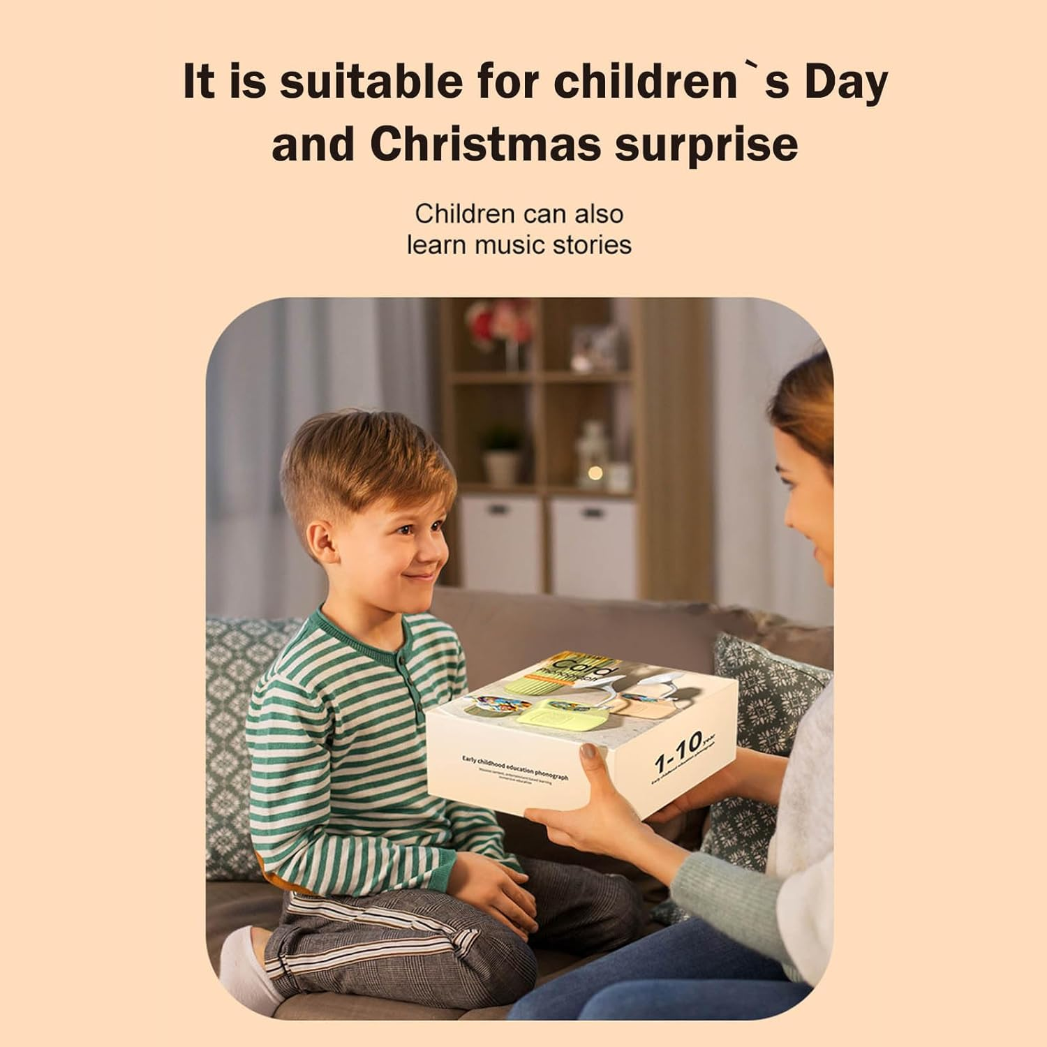 Sweako Kids Gramophone with 96 Cards, Kids Phonograph Record Player, Kid Phonograph Book with Sound, Musical Sensory Toy with Story Music Player for All Boys and Girls Aged 3-12 (Pink) image number 3