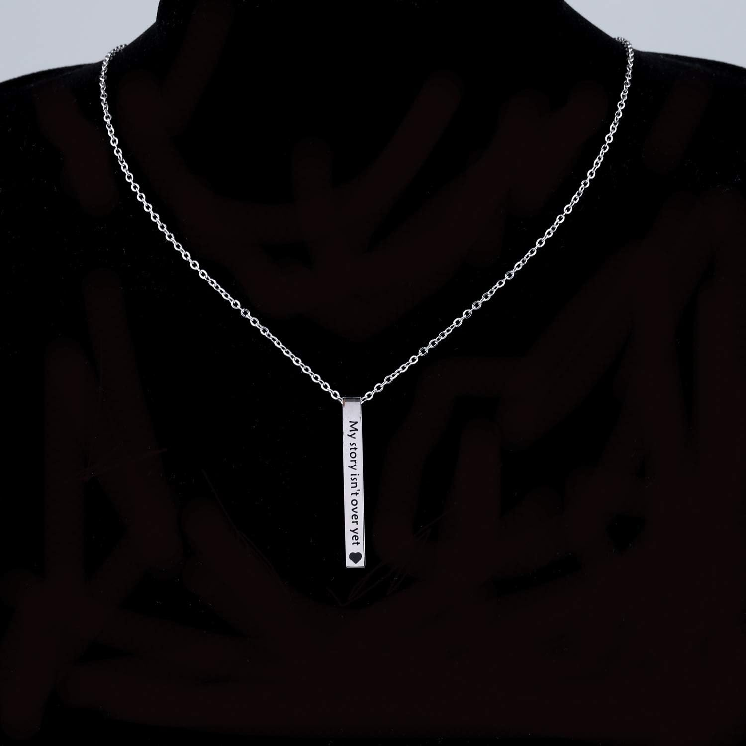 POTIY Semicolon Necklace Suicide Awareness Semicolon Gift My Story Isn'T over yet Depression Suicide Mental Health Awareness Semicolon Inspirational Jewelry image number 4