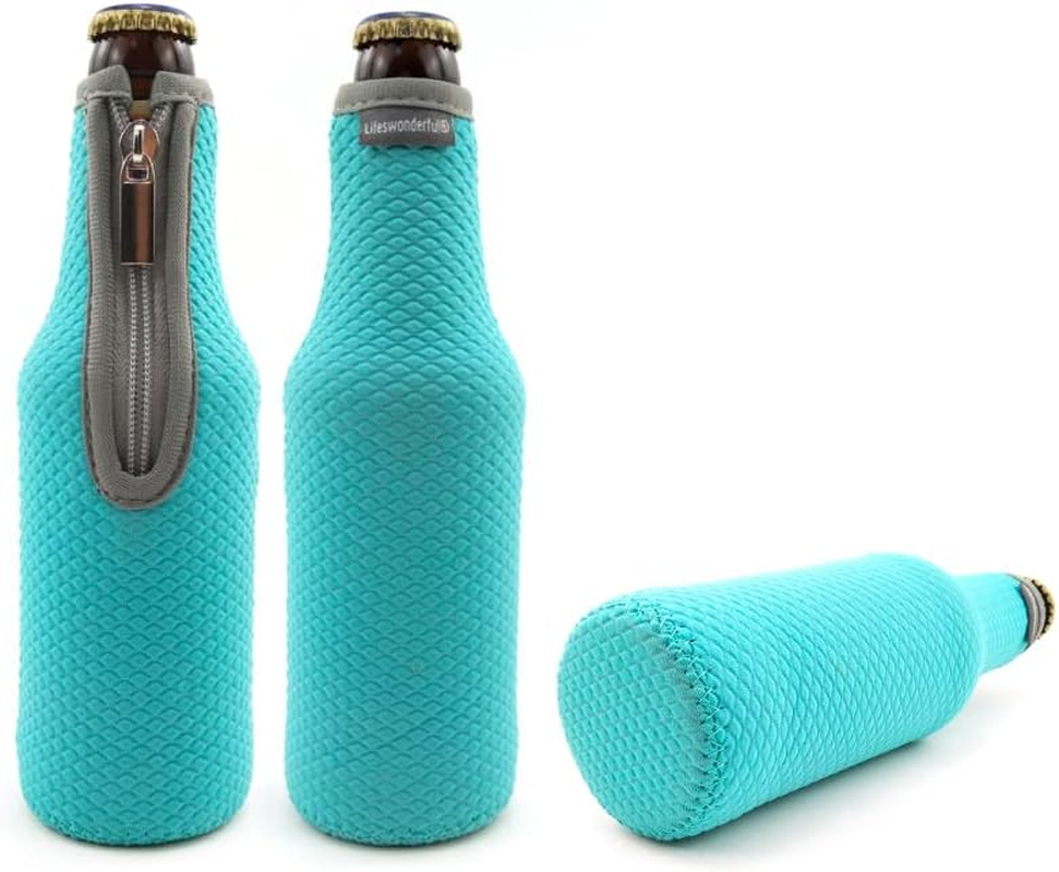 4 Pack - Insulated Neoprene Bottle Zip-Up Sleeve Covers Drink Coolies Coolers for Beer Alcopops - by Lifeswonderful image number 4