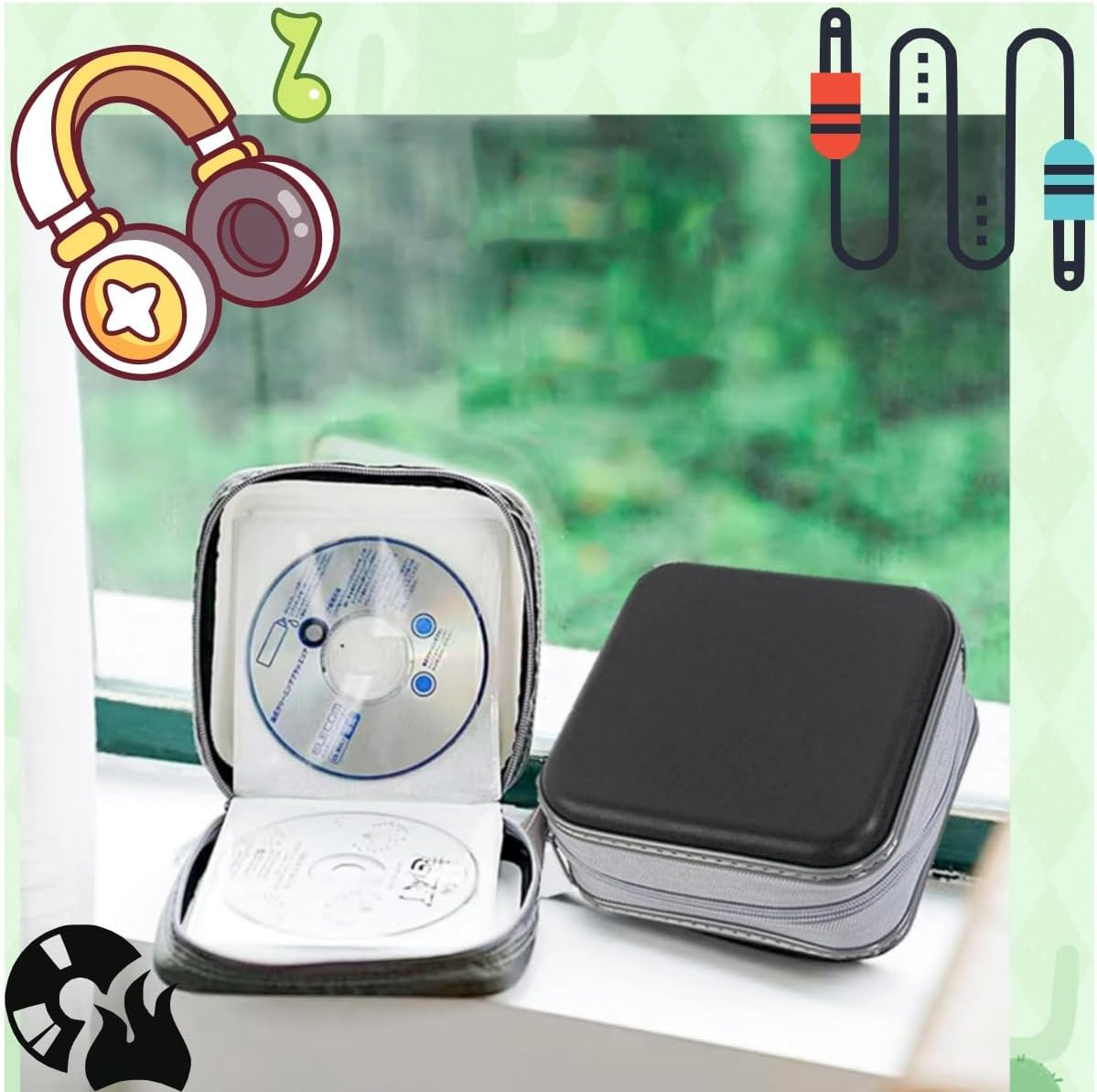 Car CD Organiser | 40-Disc Shockproof Storage Case - Hard Plastic DVD, Portable DVD Hard Plastic Case Holder, Home, Travel, for Car, Carrying Organizer(Black) image number 4