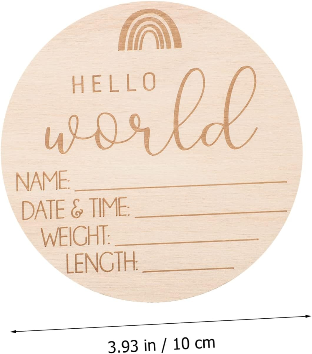 5Pcs Newborn Welcome Sign Wood Birth Announcement Name Sign Cards for Nursery Newborn Shower You Are Born Card image number 6