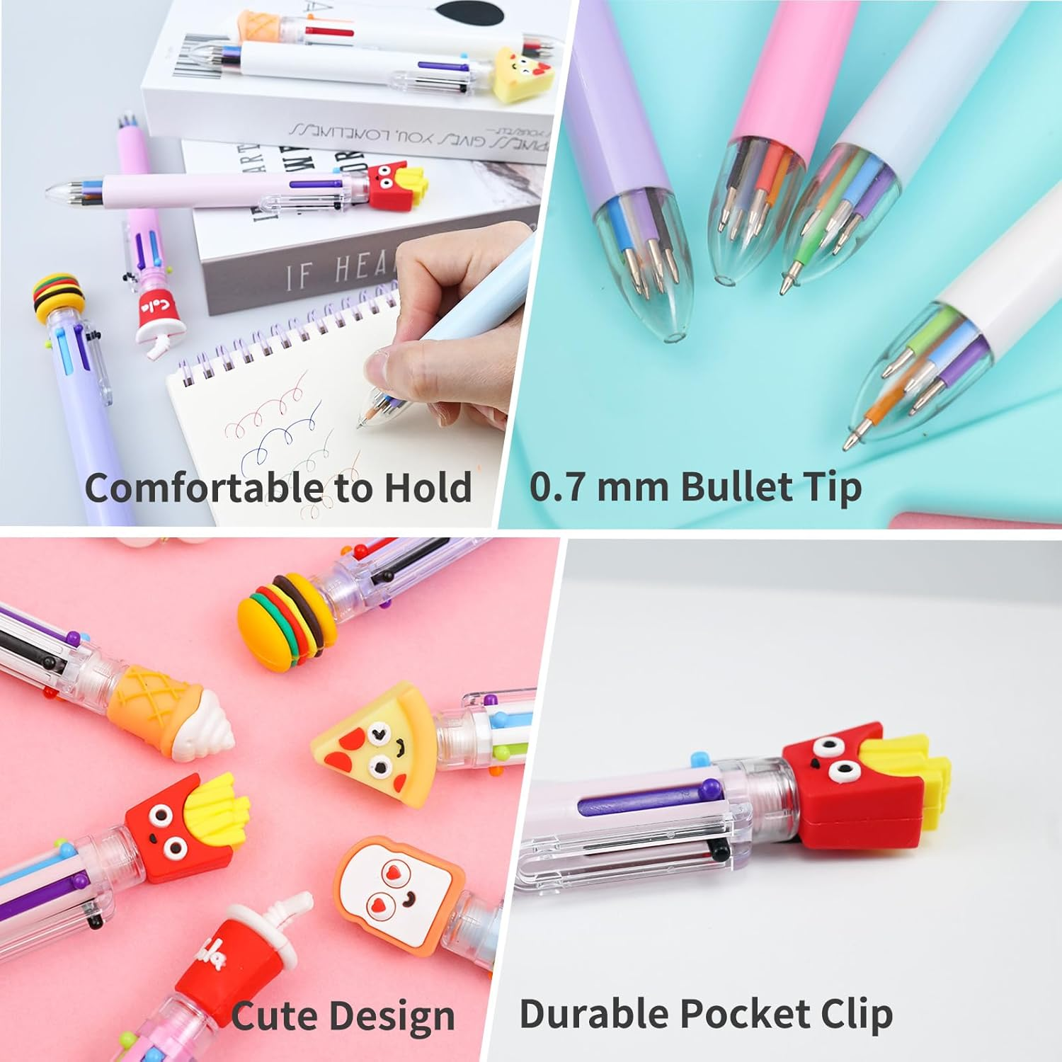 6 PCS Multicolor Ballpoint Pens, 6-In-1 Retractable Gel Ink Pen, Cute Pens Multicolored for Kids Adult Students Writing Journaling, Colored Pens Fine Point for Nurse Planner Gifts Party Favor Gifts image number 6