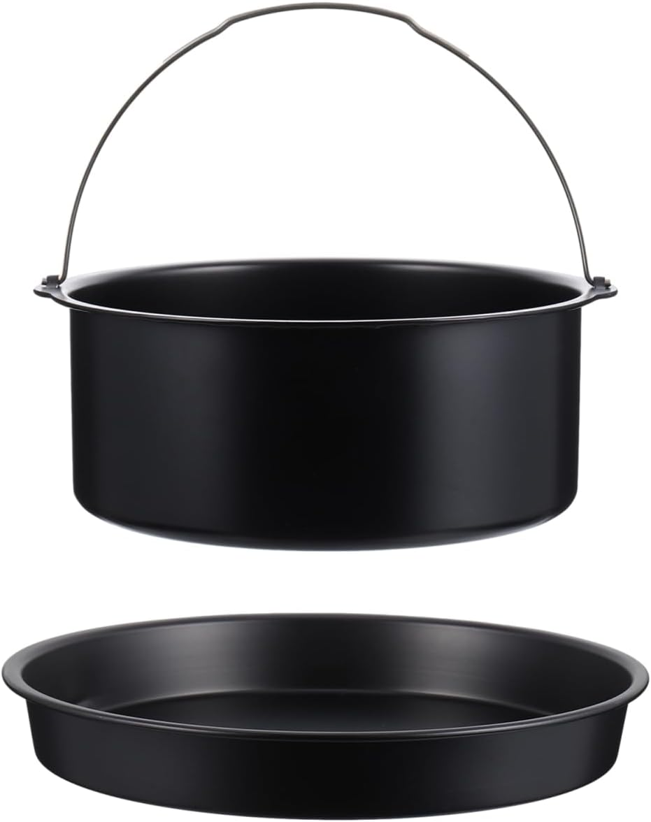 SOLUSTRE Set of Baking Molds Cake Pizza Pan Air Fryer Accessories Nonstick Coating round Shape for Baking image number 6