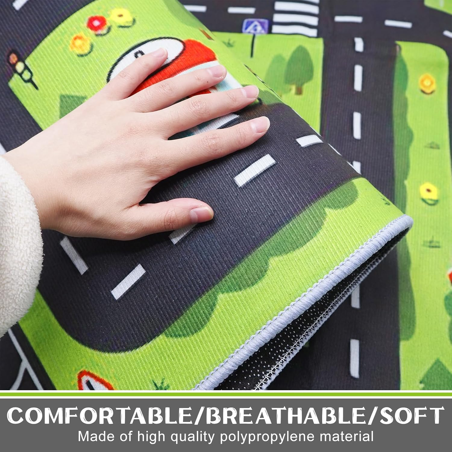 Kids Play Rug Carpet Town City Industrial Farm Road Car Mat 160X120Cm Kid Playmat Exercise Mat Learning Educational Area Rug for Children Boy Girl Kids Toddler Bedroom Playroom (Style F, 120X160Cm) - Style F image number 6