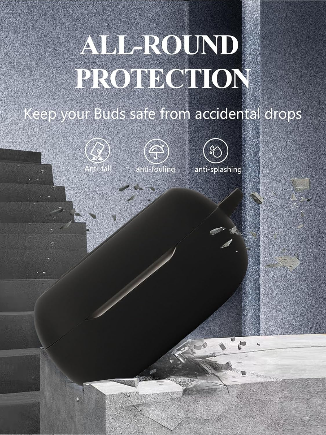 Case for Live Beam 3/ Buds 3/ Flex 3 Earbuds, Soft Silicone Protective Portable Scratch Shock Resistant Compatible with Shell with Cleaner Kit & Carabiner & Lanyard,Black image number 1