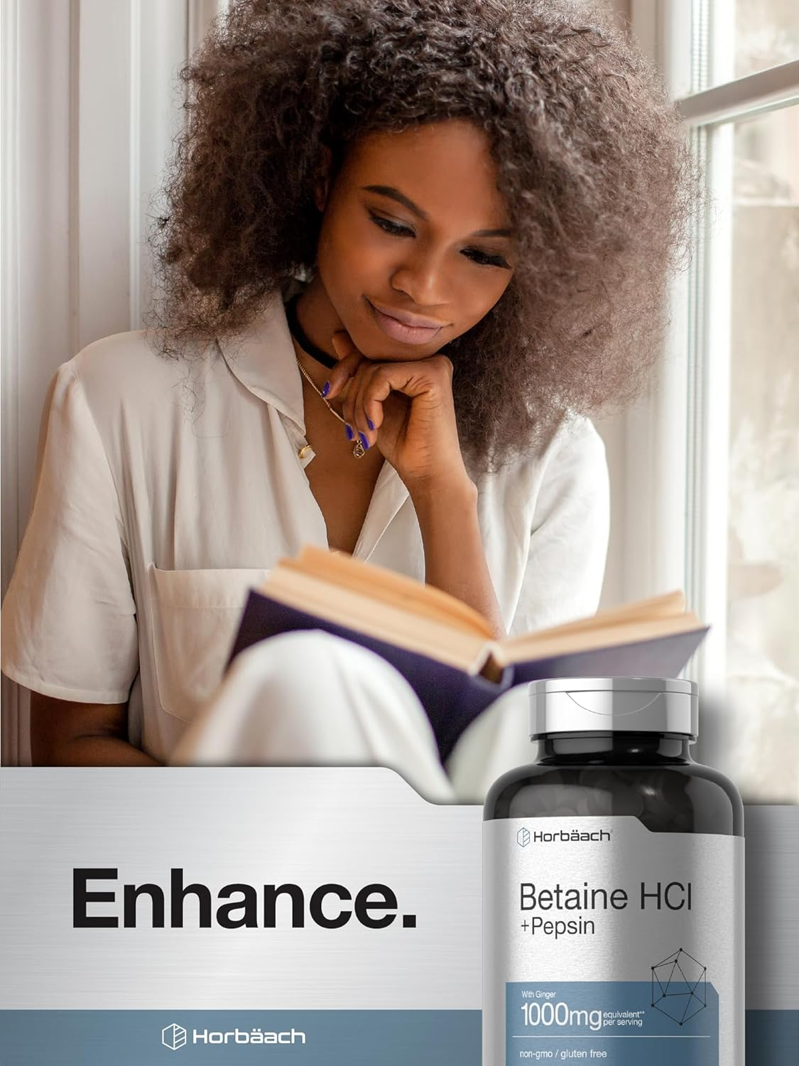 Betaine Hcl with Pepsin | 1326Mg | 250 Capsules | Betaine Hydrochloride Supplement | with Protease | Non-Gmo, Gluten Free, Vegetarian | by Horbaach image number 3