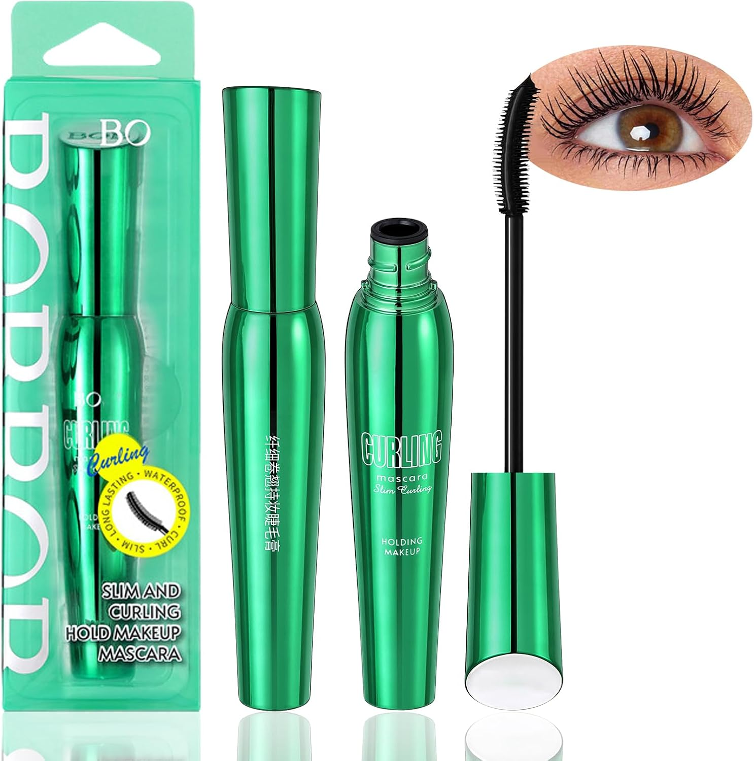 5D Mascara Waterproof & Sweat-Proof, Long-Lasting Mascara for Extremely Long Eyelashes, Mascara for Extra Volume & Definition Green image number 3