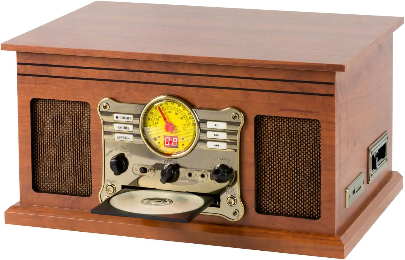 LENOXX Nostalgic Wireless Technology Recording Turntable Music Centre - Vintage Style, USB/SD Card/Cd/Radio/Vinyl Capabilities, Built-In Wireless Technology