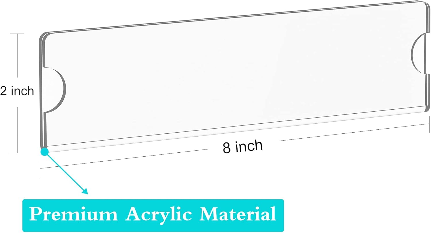 Richboom Acrylic Wall Name Plate Holder, 2X8 Inch, 30 Pack Clear Acrylic Sign Holder Frame with Adhesive Tapes, Door Plates for Home, Office, Classroom image number 3