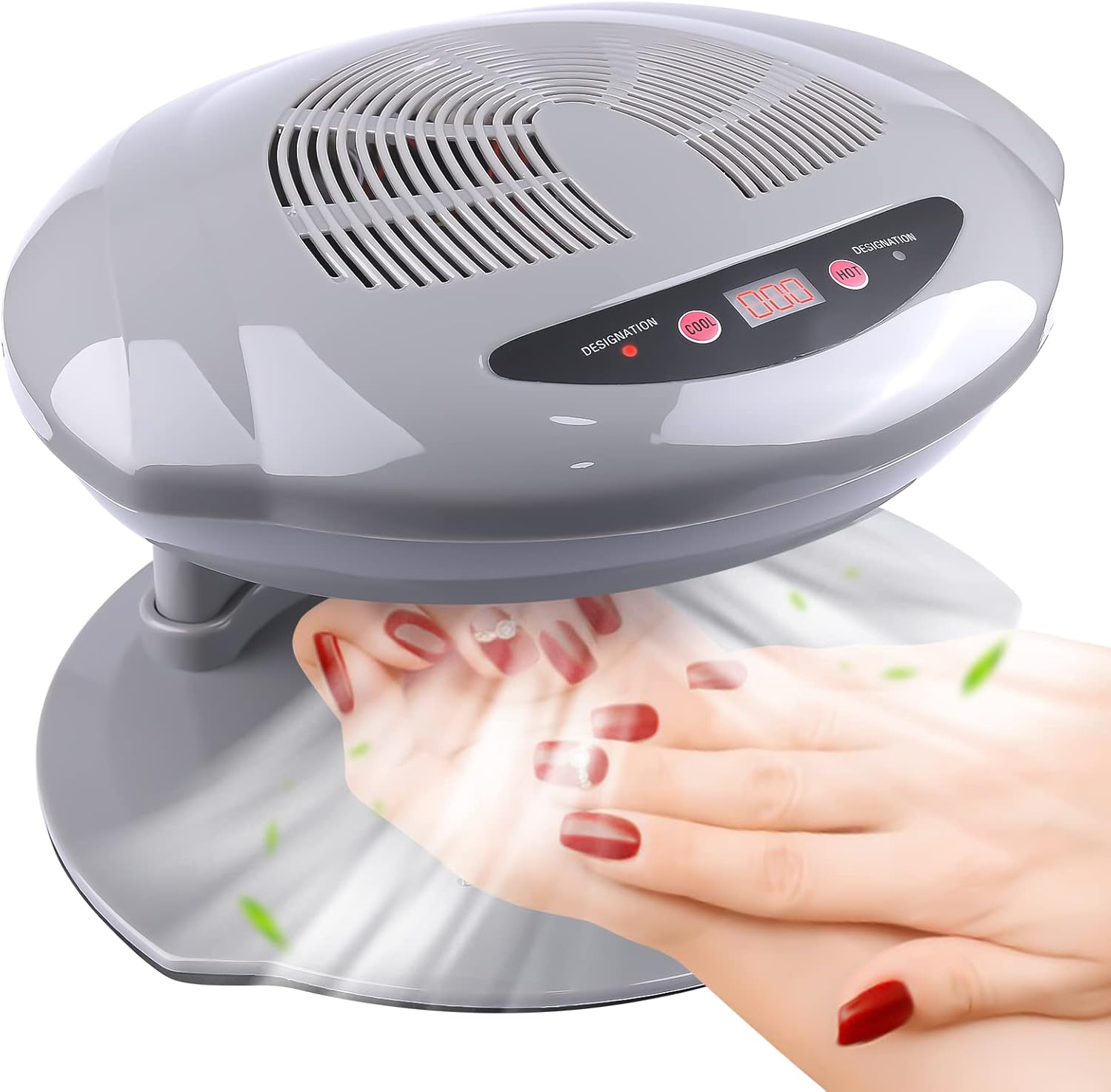 Kalolary Nail Lamp, 400W Air Nail Dryer Nail Fan Hair Dryer for Hands and Feet Nail Polish Automatic Sensor Warm Cool Breeze Use at Home and Salon (Grey) image number 1