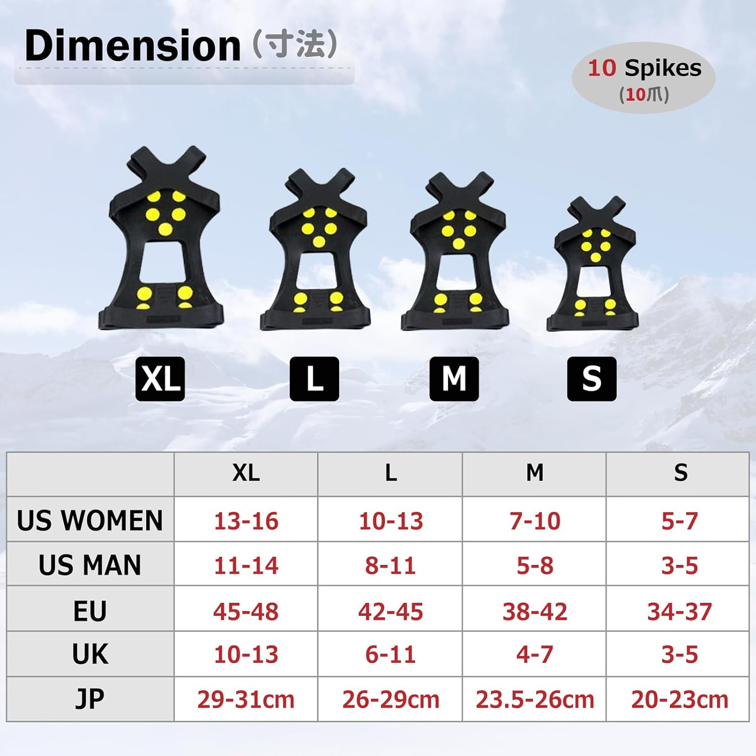 Azarxis Walk Traction Ice Cleat Spikes Crampons with 10 Spikes Snow Grips Stretch Footwear Traction for Walking, Jogging, Climbing, Hiking on Snow and Ice image number 2