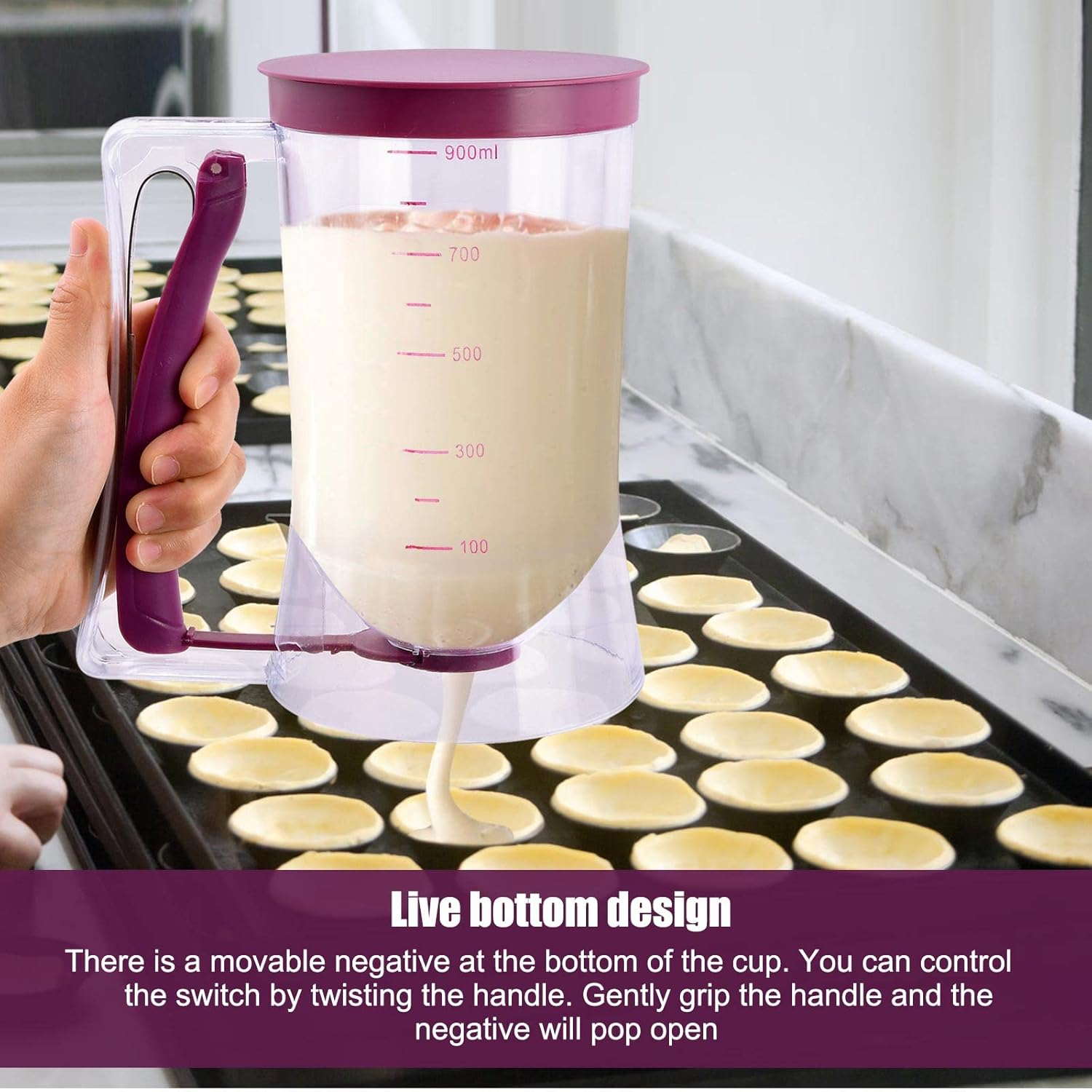 Batter Separator Cupcakes Pancakes Cookie Cake Waffles Batter Dispenser Cookie Separator Batter Cream Speratator Cup Measuring Baking Tools image number 6