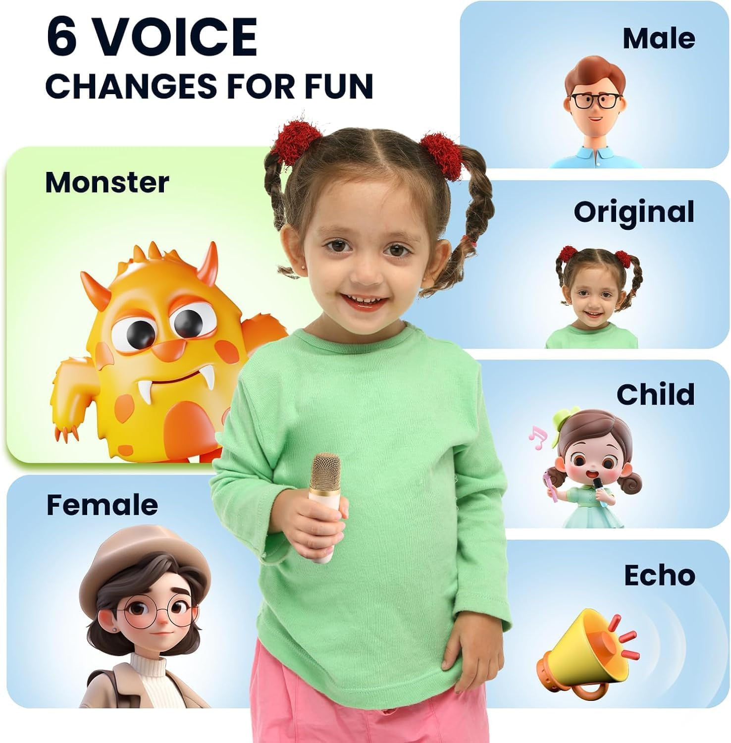 Kids Karaoke Machine, Adult Karaoke Machine with 2 Wireless Microphones, Portable Bluetooth Speaker Gift with Colorful Lights for Boys Girls Toy Family Train Dance Guide Party (Beige)