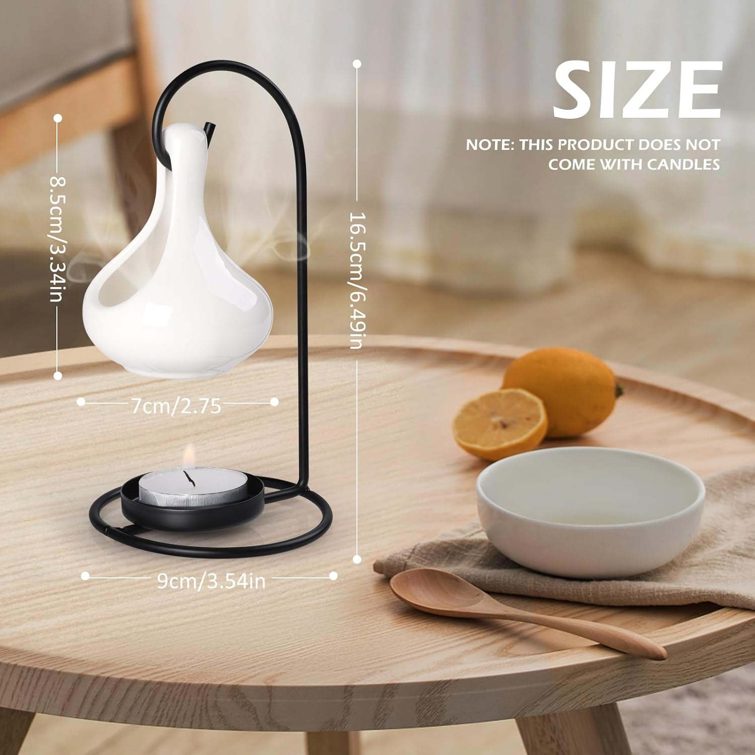 WD&CD Hanging Cauldron Wax Melt Essential Oil Burner, Essential Oils and Fragrance Scented Melter, Aromatherapy Holder Candle Scented Diffuser Home Bedroom Decor, White image number 1