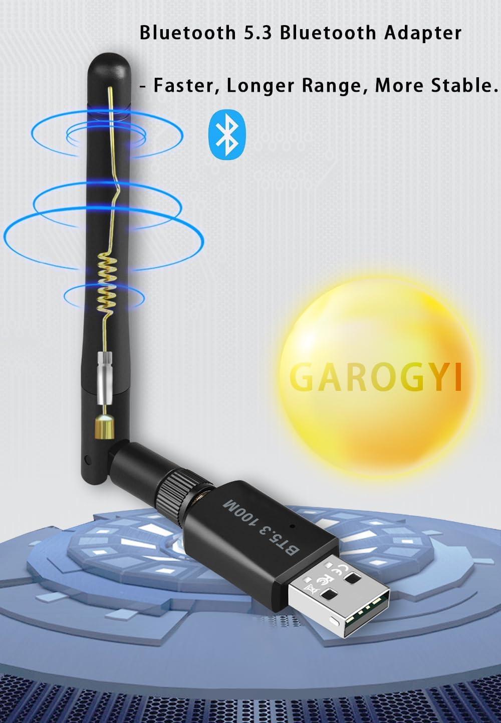 Super Long Range Bluetooth 5.3 Pro USB Adapter for PC Supports Windows 11/10/8.1/7, 5.3+EDR Bluetooth Wireless for Desktop, Laptop, Printers, Keyboard, Mouse, Headsets, Speakers image number 4