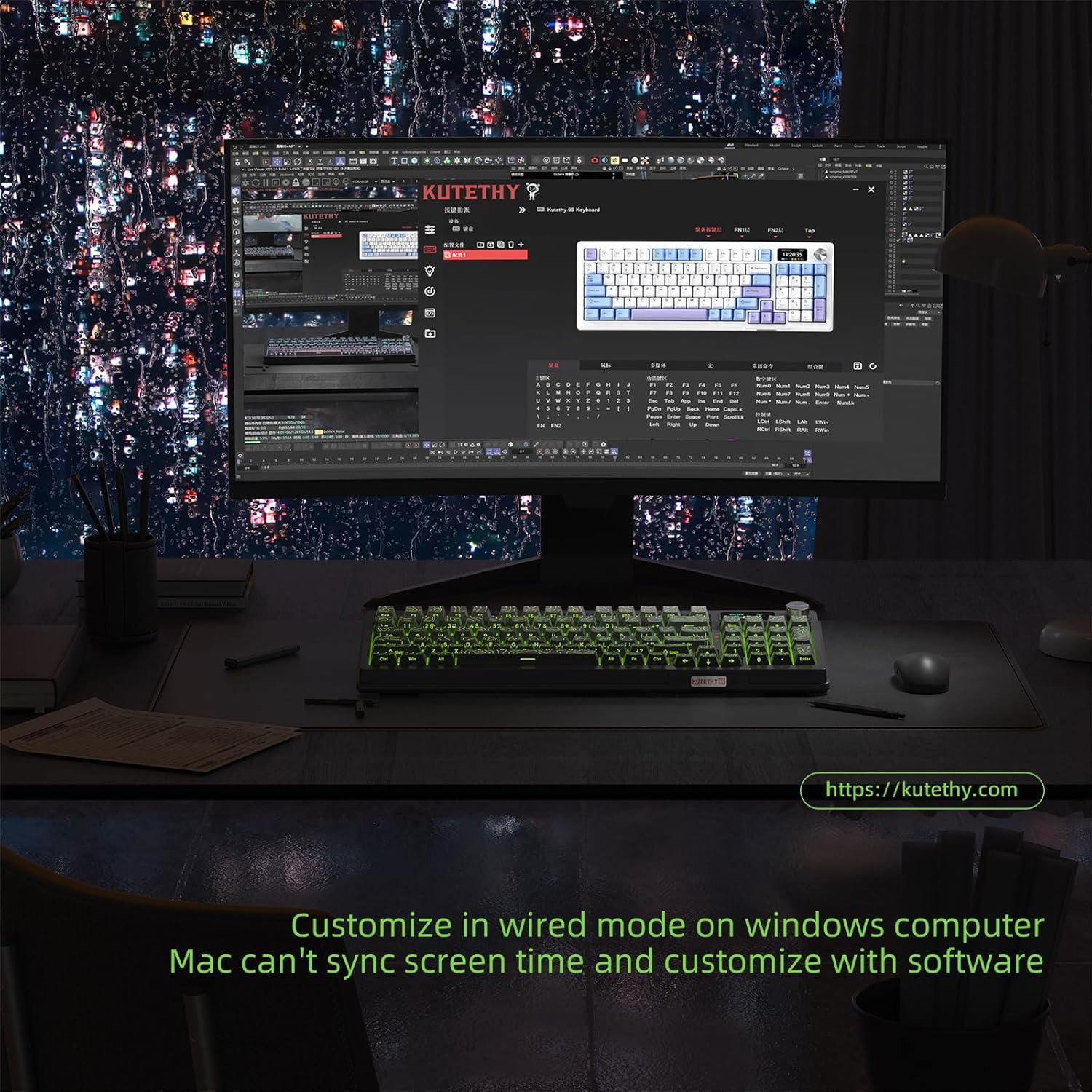 Kutethy Wireless Mechanical Keyboard,Pre-Lubed Switches,Gasket Structure,Tri-Mode Bt/2.4Ghz/Usb-C Hot Swappable,Gradient Topographic Keycaps,Rgb Backlit Gaming Keyboard(Kailh Box White Switch) image number 2