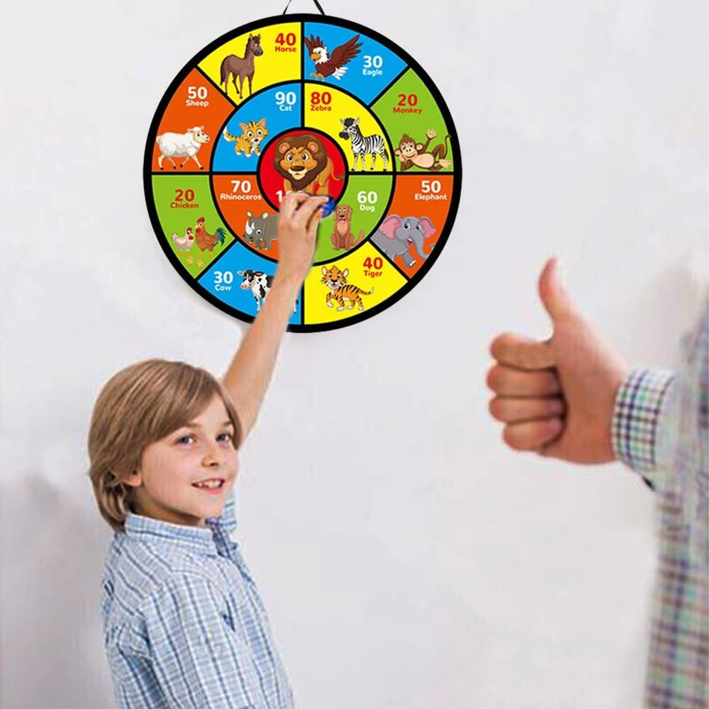 72Cm Kids Dart Board Game Set, Double-Sided Velcro Dart Board with 12 Balls and 6 Darts for Kids Ages 3 4 5 6 7 8 9 10 11, Indoor/Outdoor Party Game Toys/Birthday Gifts image number 1