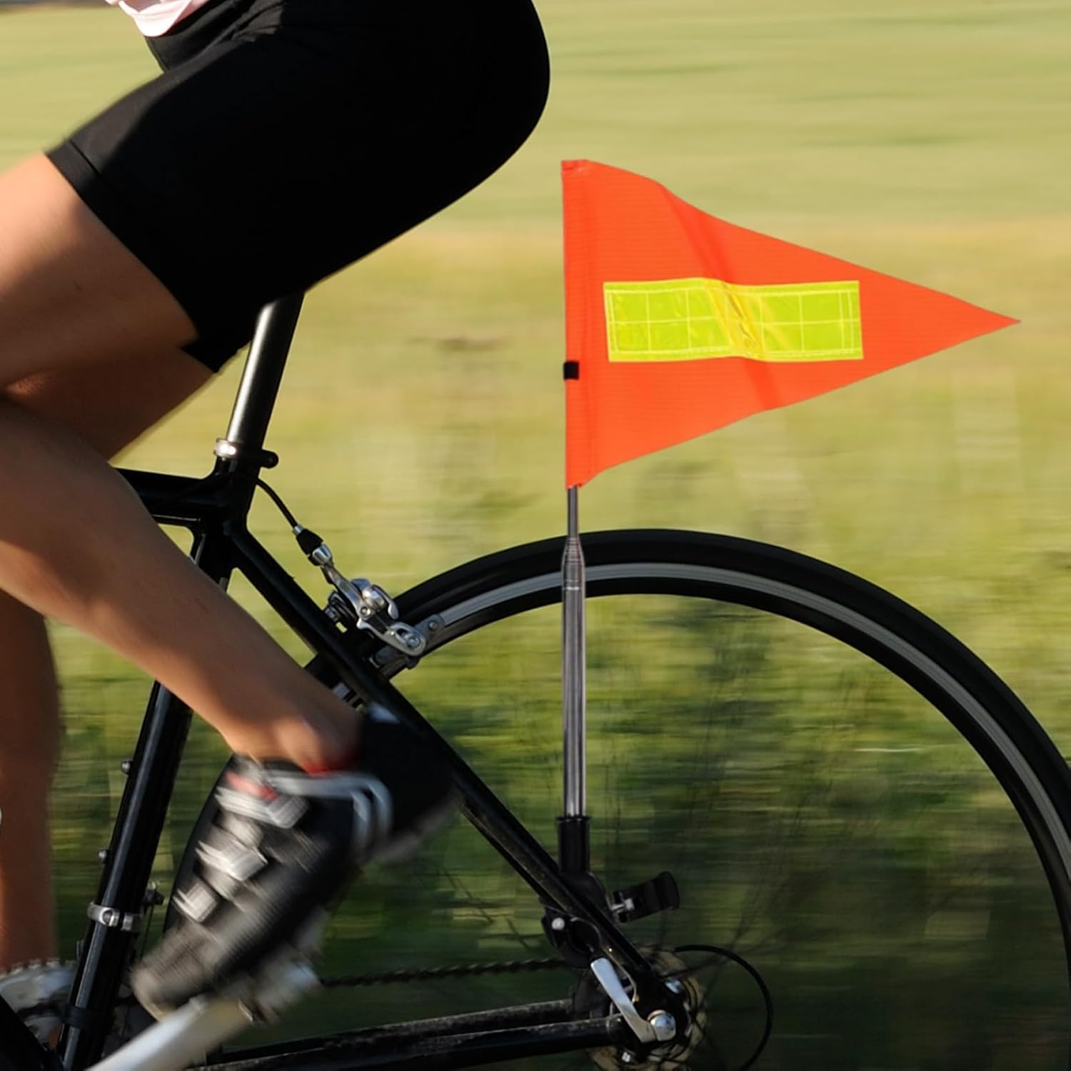 WEZCHUGHAOL Telescopic 63" Bike Safety Flag with Reflective Waterproof Triangle & Mounting Bracket &ndash; High Visibility Pole for Bicycle, Golf Cart, Scooter, Wheelchair Accessories image number 6