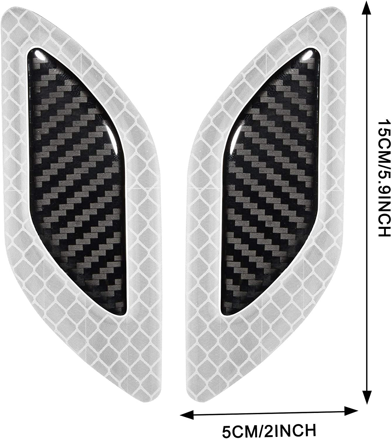 TOMALL 6Pcs 3D Strong Reflective Stripe Sticker for Car Fender Hood Bumper High-Intensity Night Visibility Reflective Decal Safety Warning Diamond Grade Carbon Fiber Universal for Car SUV (White) image number 4