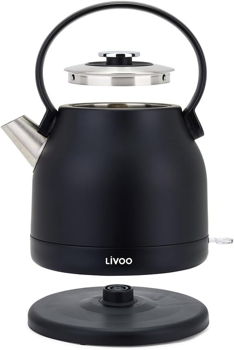 Livoo Retro Kettle 1.5L DOD202C - 1850-2200W, Stainless Steel, 360&deg; Rotation, Hidden Resistance