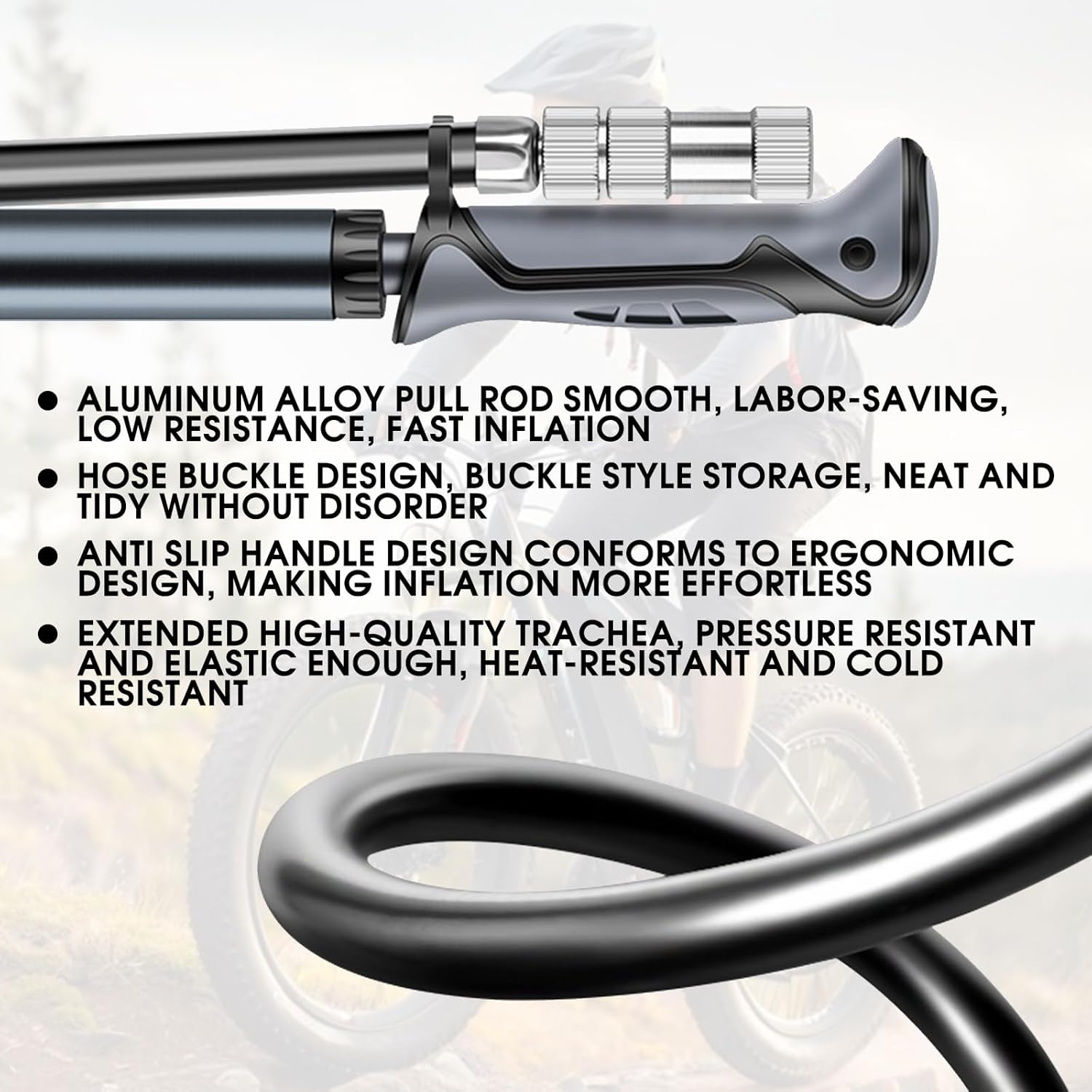 Powerful Bike Shock Pump, High Pressure 300 PSI Digital Dual Suspension Bicycle Air Pump with Air Bleed Button for Front Fork & Rear Shock image number 5