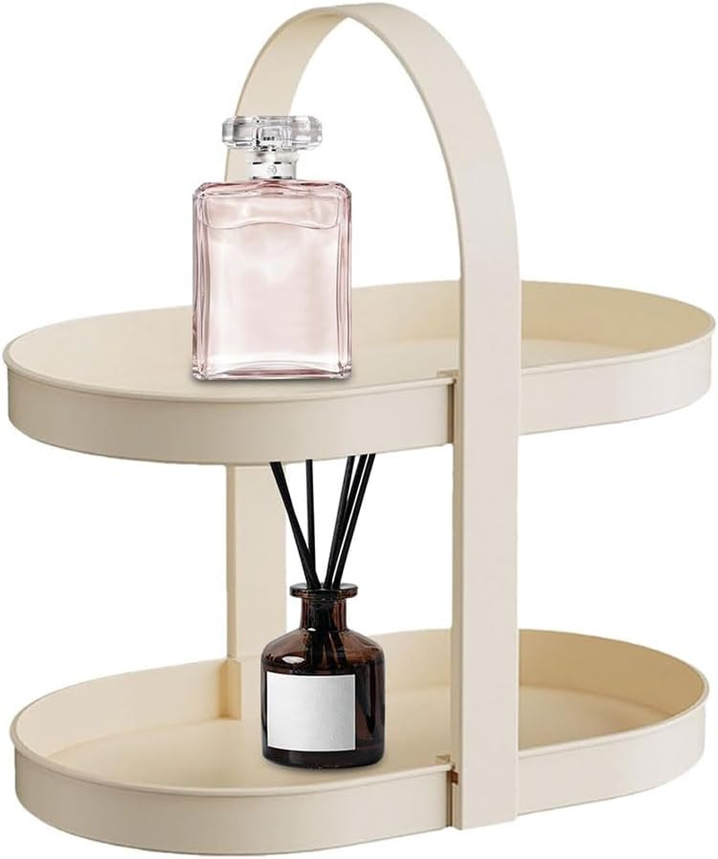 2-Tier Makeup Organizer for Vanity, Portable Cosmetic Storage Shelf for Skincare, Perfume, Lipsticks, Countertop Display Holder for Dresser or Office Deska image number 1