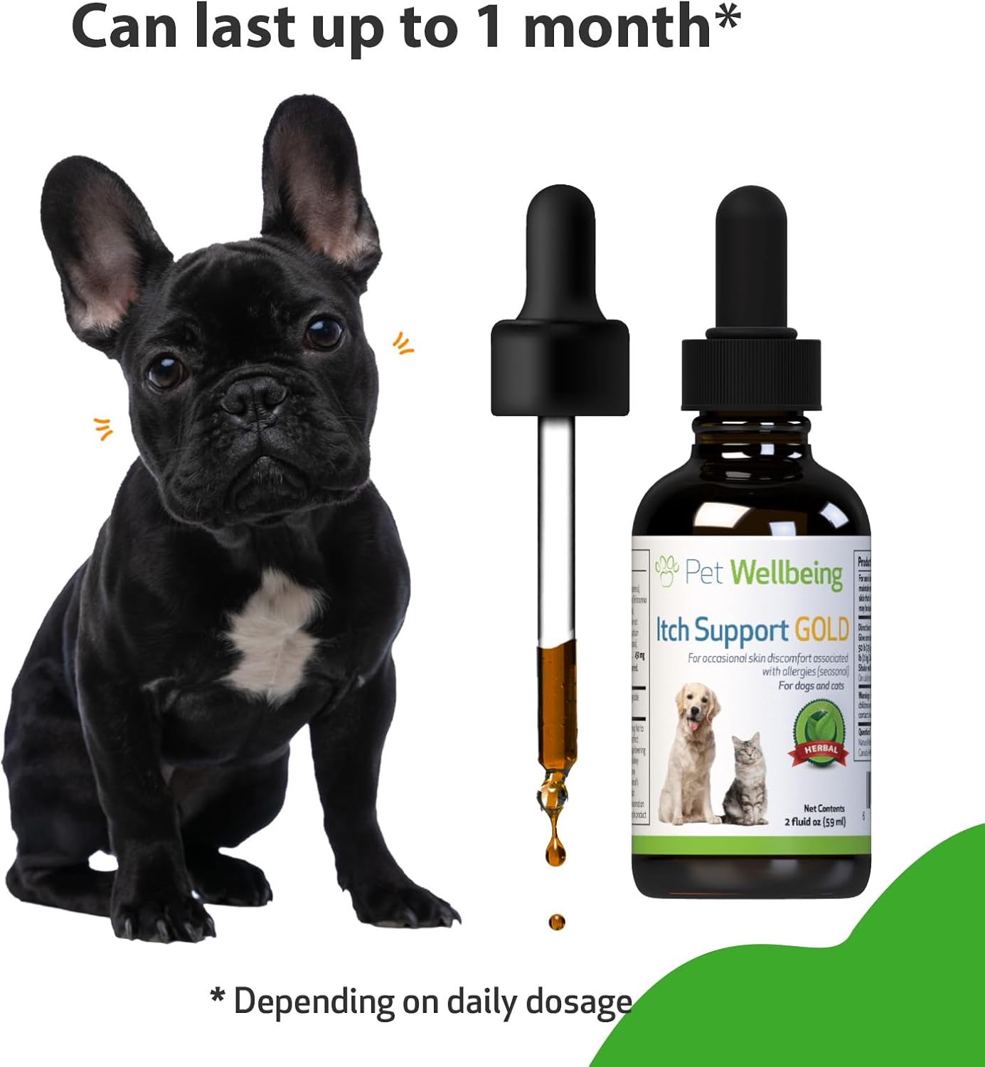 Pet Wellbeing Itch Support Gold for Dogs - Occasional Itching, Scratching, and Hot Spots, Environmental and Seasonal Allergies, Dong Quai - Veterinarian-Formulated Herbal Supplement 2 Oz (59 Ml) image number 2