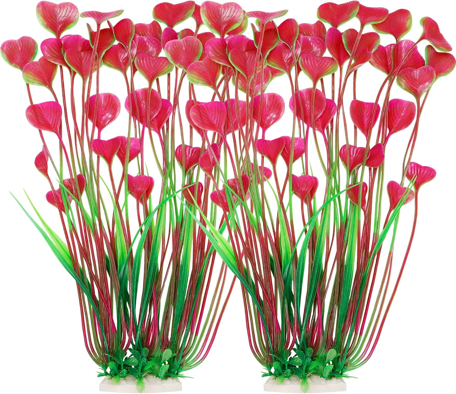 Mylifeunit Aquarium Plants, 2 Pack Tall Plastic Plants for Fish Tank Decorations, 15.75 Inches (Pink)