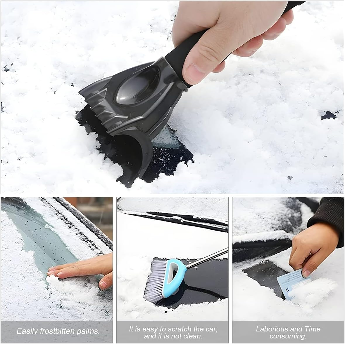Ice Scraper for Car Windshield, Snow and Frost Removal for Auto Window, No Scratch Winter Cleaning Tool, ABS Body with Foam Handle, Car Exterior Accessories Universal for Car, Truck, SUV (Black) image number 2