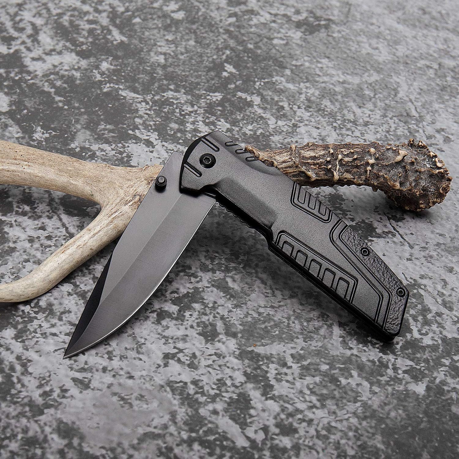 Stainless Steel Folding Pocket Knife, Black Blade, Aluminum Handle, Suitable for Daily Use, Outdoor, EDC image number 6