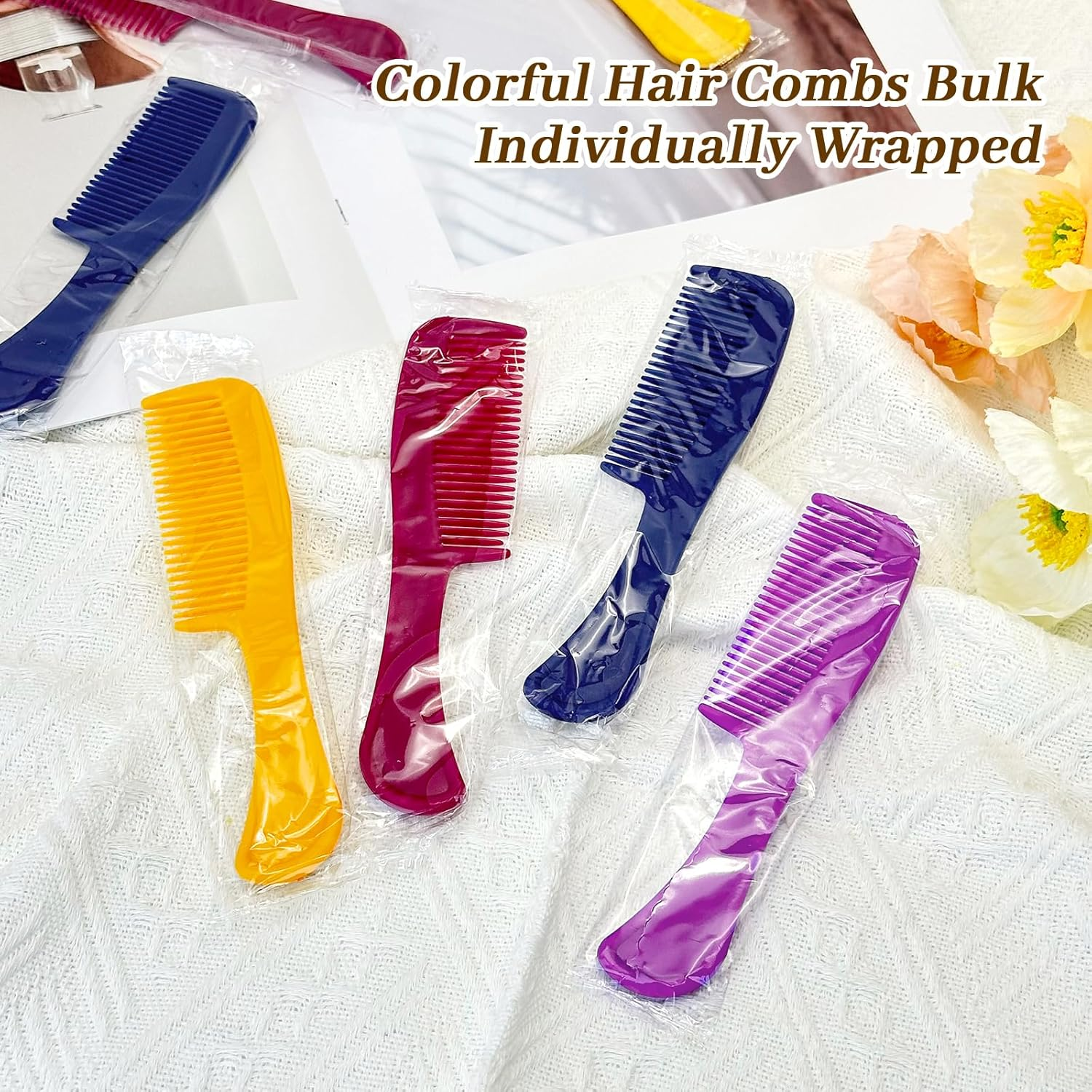 Combs Bulk Individually Wrapped Pocket Travel Hair Combs for Women, Men and Kids, Colorful Bulk Comb for Homeless Hotel Shelter Home Charity(4 Color) (5.9 Inch, 60, Count) image number 4
