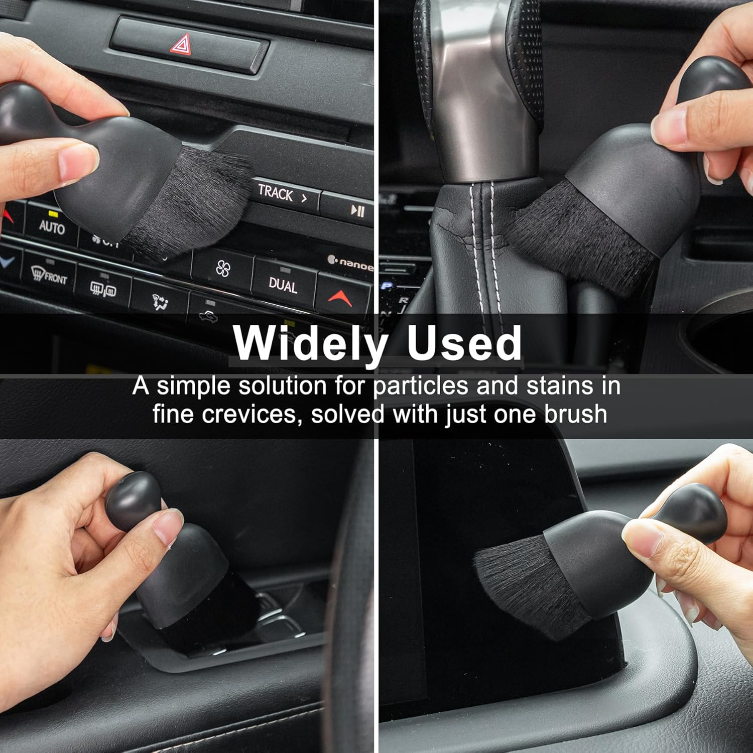 Garhomxy Car Detailing Brushes, Car Interior Dust Sweeping Soft Brush, Soft Bristles Brush Cleaning Tool for Automotive Dashboard, Air Conditioner Vents, Computer, Scratch Free(Black) - Black image number 4