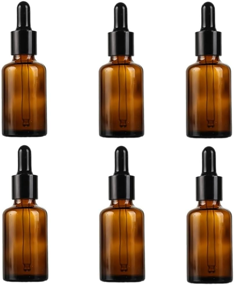 Goxfaca Pack of 6 Amber Glass Bottles Reagent Eye Dropper Drop with Droppers for Essential Oil Aromatherapy Use 10Ml image number 2