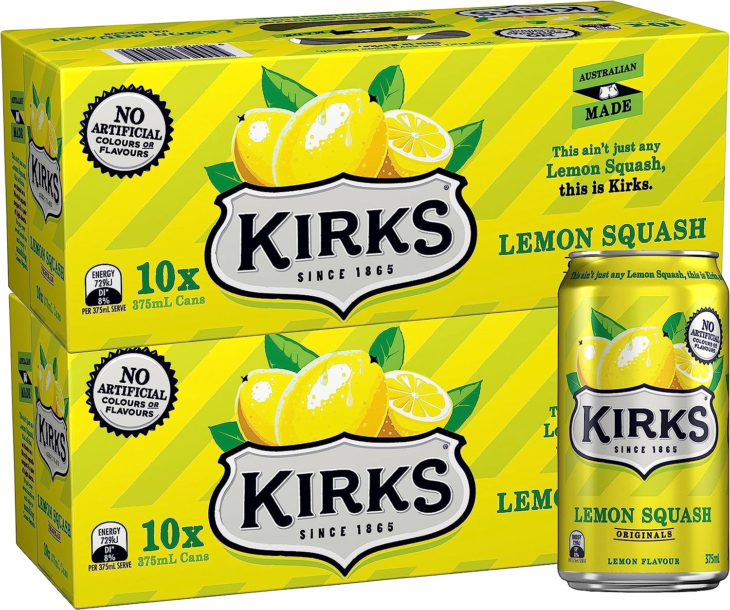 Kirks Lemon Squash Soft Drink Multipack Cans 20 X 375 Ml image number 4