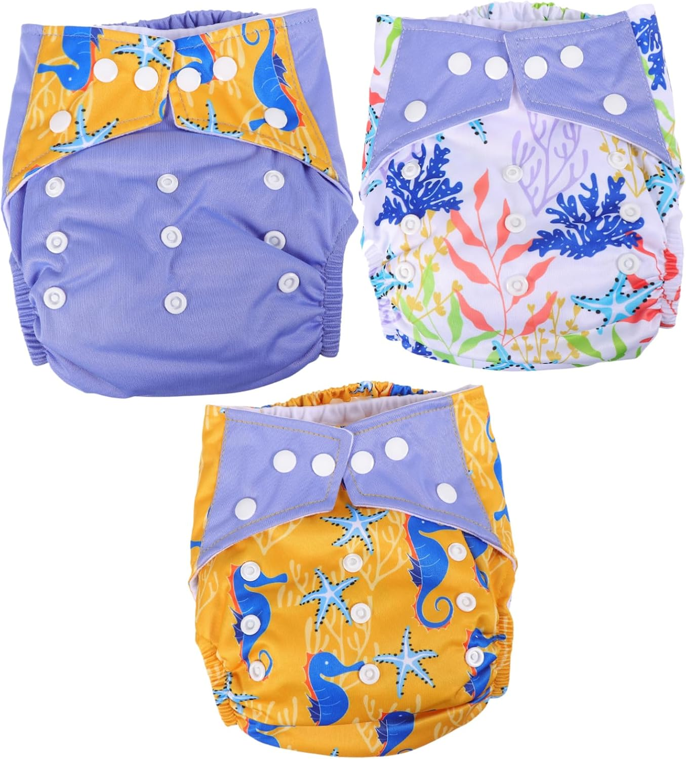 Ibasenice 3Pcs Mum Mum Digital Printed Cloth Diapers Washable Pocket Diaper Comfortable Stylish for Boys Girls image number 6