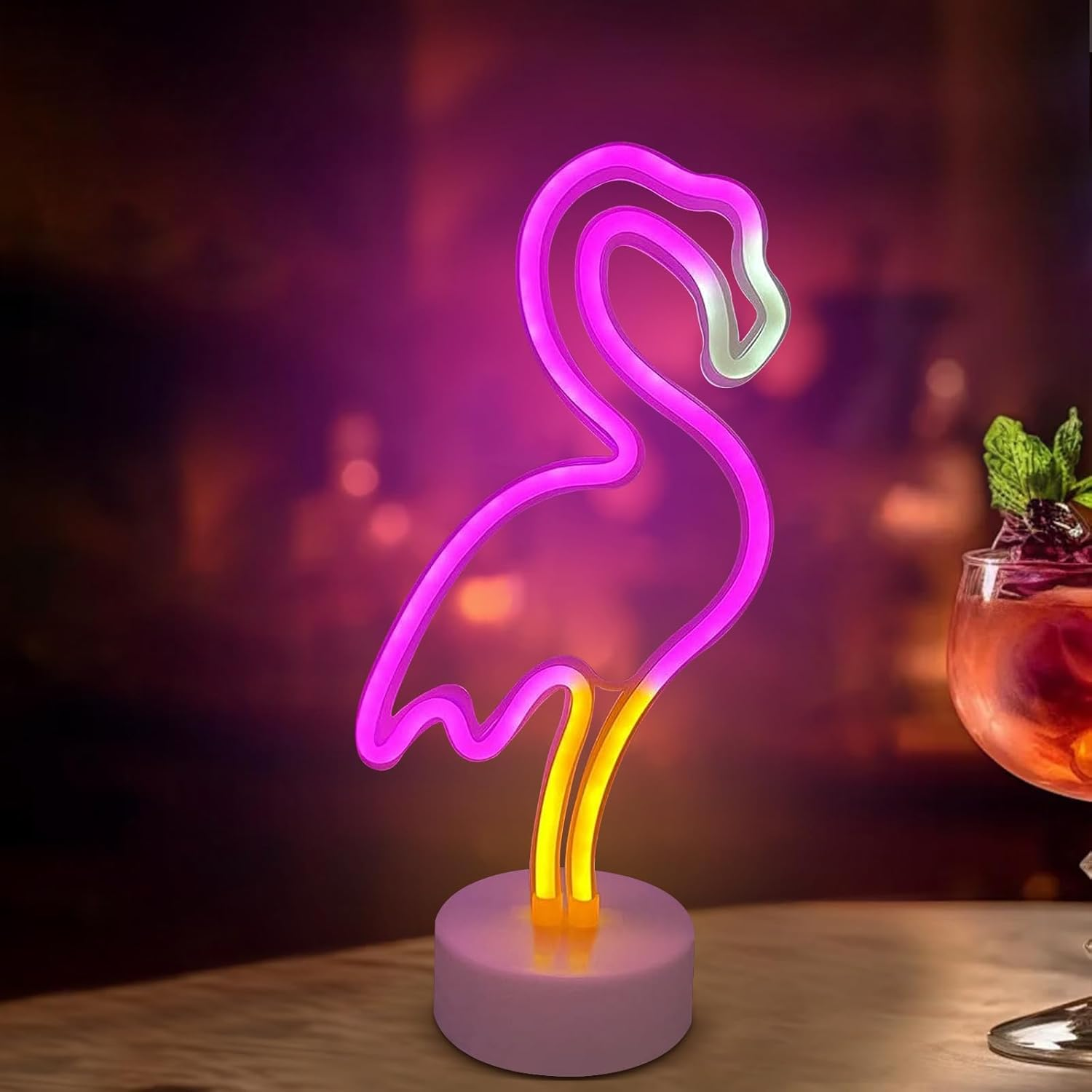 Flamingo Neon Signs with Base Flamingo LED Lights USB Battery Operated Luminous Colorful Lamp for Bedroom Birthday Party Valentine'S Day Gift image number 3