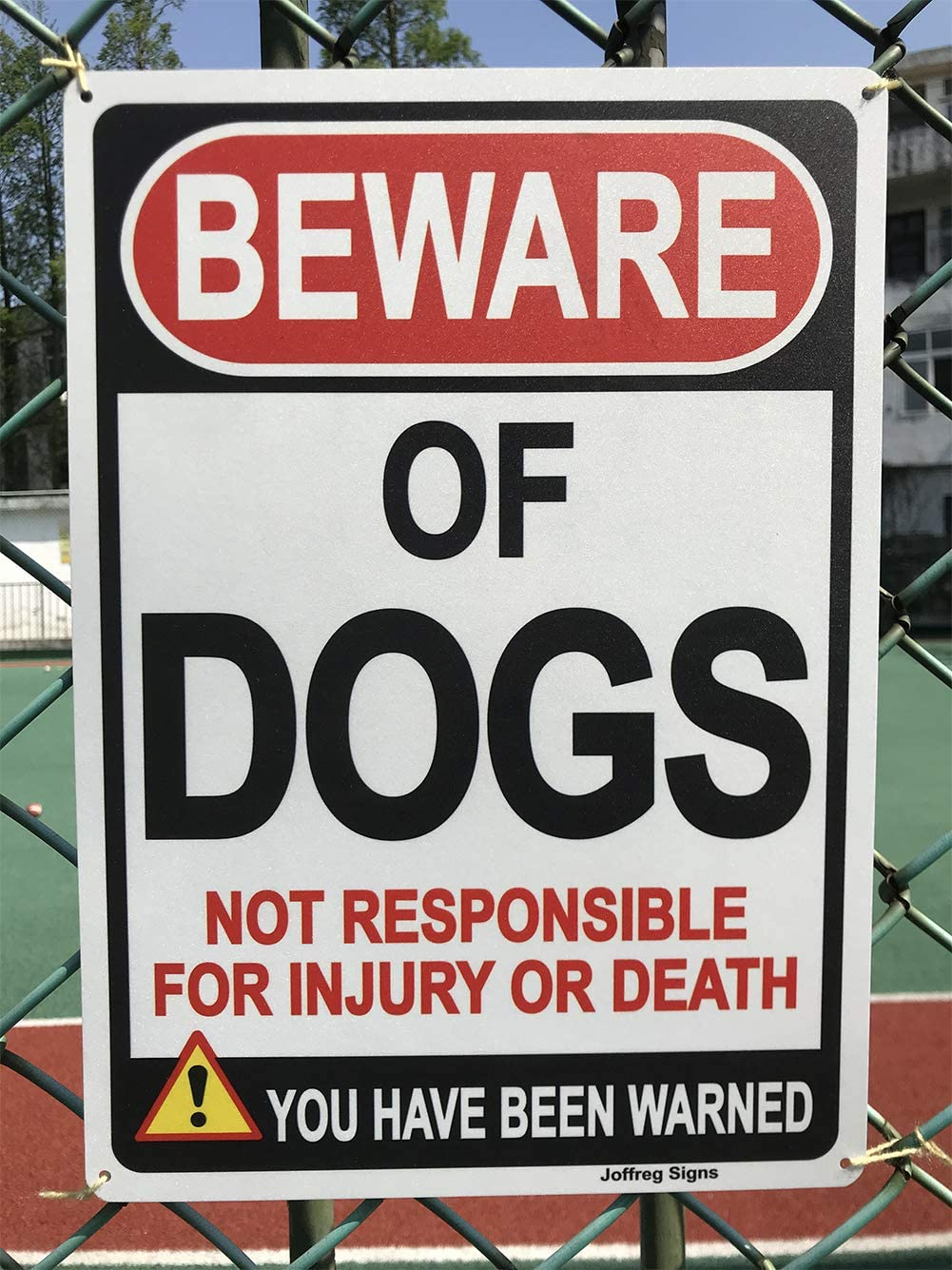 Joffreg Beware of Dogs Sign,Dog Warning Sign,18 X 25 Cm,Reflective Aluminum,Uv Printed,Weather Resistant,Waterproof,Durable Ink,Easy to Mount,Indoor or Outdoor Use,2 Pack image number 3