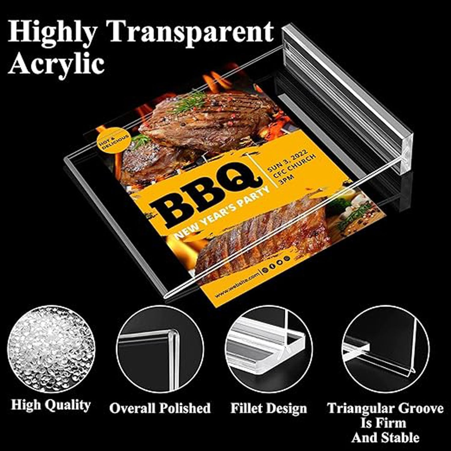 5Pack Acrylic Sign Holder,5.9 X8.2Inch Clear Display Sign Stand,Vertical Double-Sided Display for Store Sign Holders, Vertical Double Acrylic Stands, Vendor Booth Display Items(15Cm W X 21Cm H) image number 2